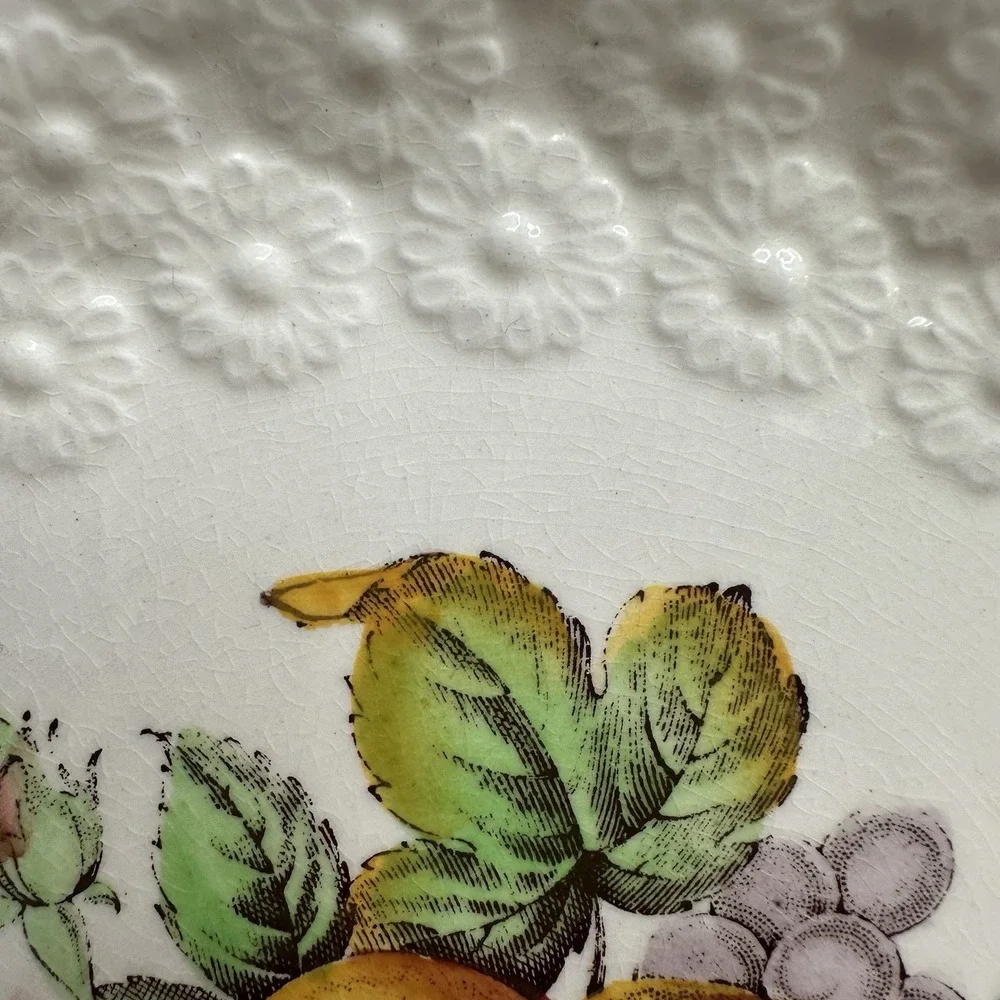 Set/2 Copeland Spode Alden J Price Embossed Daisy Border Fruit Flower #12 Plates